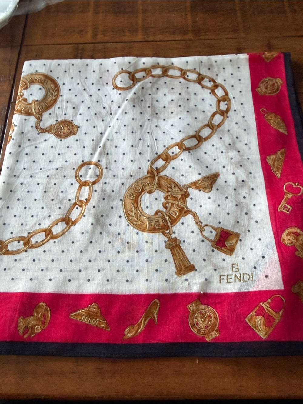 Vintage Fendi Iconic White Polka Dot handkerchief